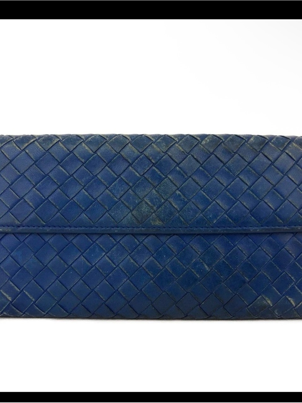 Woven Leather Blue Clutch Wallet - Women's Bag